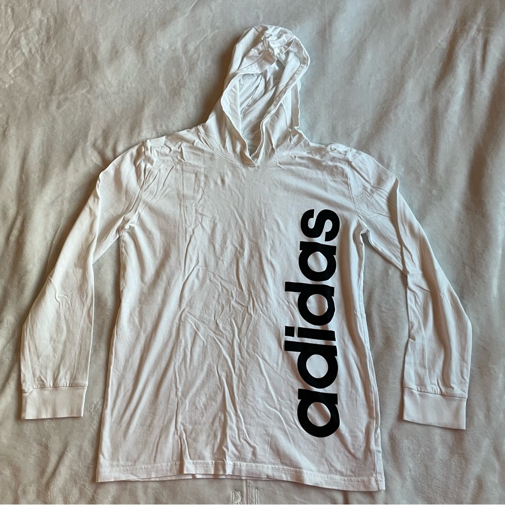 Adidas White Hoodie with Black Logo